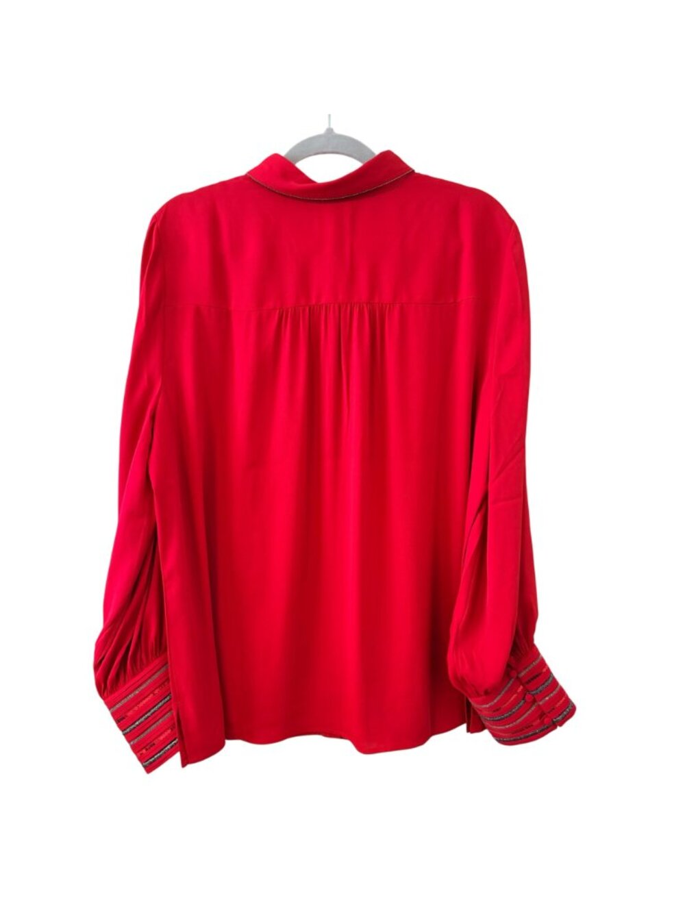 Chicos Red Allure Embellished Cuff Solid LS Fashion Top Size 18 Polyester Womens - Picture 9 of 12